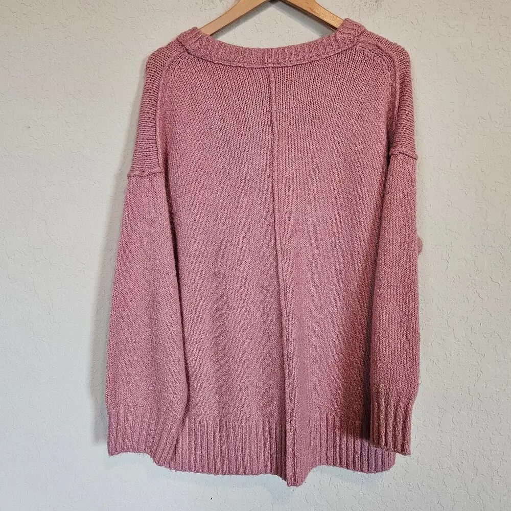 Free People‎ Brookside Tunic Sweater Oversize Alpine Rose X-Small Cozy Winter